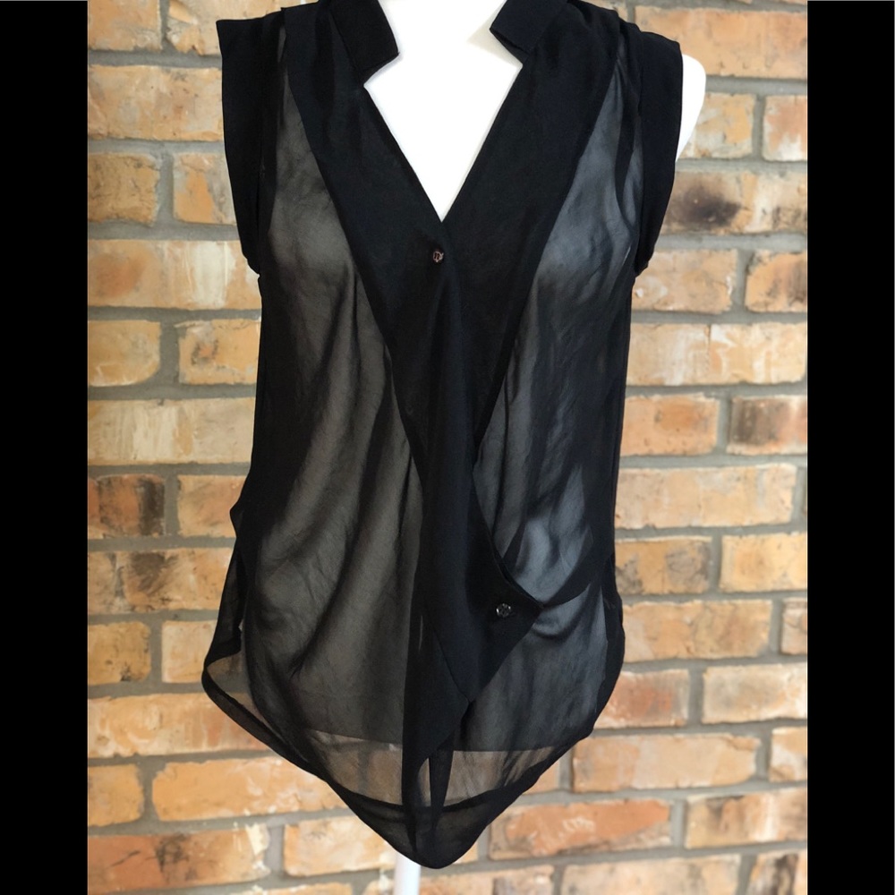 Renee C Black Sheer Sleeveless Top